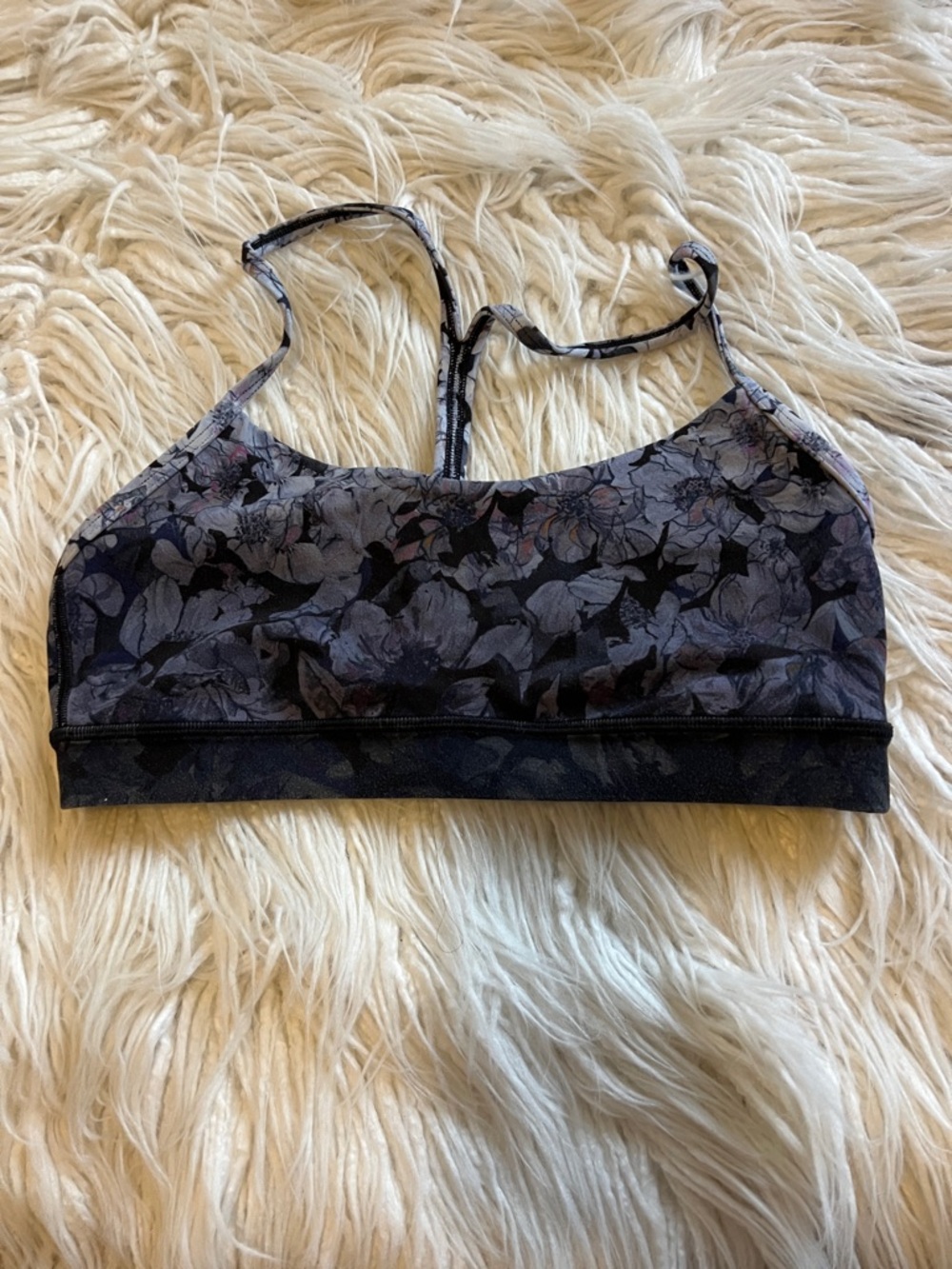 Lululemon Floral Print Black & Gray Sports Bra